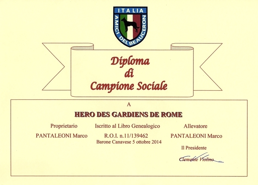 Campione Sociale - Des Gardiens de Rome